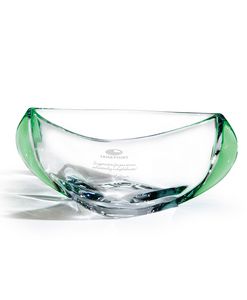 Optic, Crystal, Emerald Accent, Round, Open Top, Holder, Recognition, Achievement, Appreciation