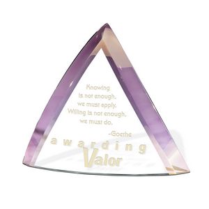 Triangle, Transparent, Slumped Glass, Amethyst Luster Edge, Self Standing, Recognition, Achievement, Appreciation
