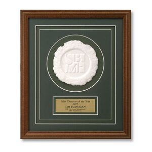 4.5" Cameo, 3" Impression, Metal Frame, Wood Frame, Paper Pulp, Deep Relief, Paper Board Mat, Rectangle, Vertical Accent, Acrylic, Square Corner, Recognition, Achievement, Accomplishment, Service