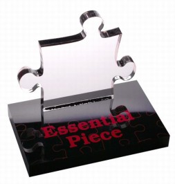 Lucite recognition award in shape of puzzle  