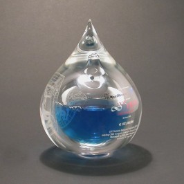 Lucite custom droplet shaped recognition award or gift