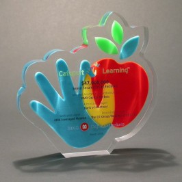 Custom shaped teachers award with apple and hand