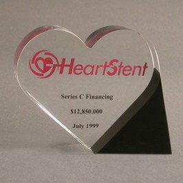 Lucite recognition custom heart award