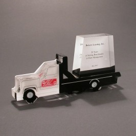 Custom pickup container truck Lucite award 