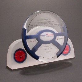 Custom shaped Lucite Auto steering wheel and car components award