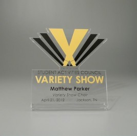 Acrylic V recognition award or display or gift