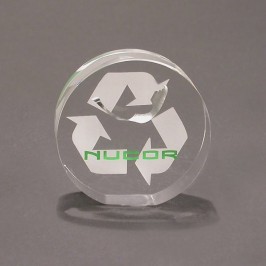Lucite circular recognition award with arrows 
