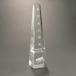 Lucite obelisk recognition award or trophy