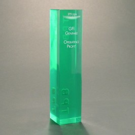 Lucite custom shaped Tower structure recognition award