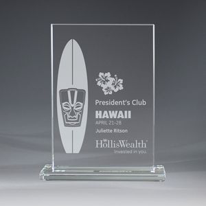 Award, Trophies, Recognition, Achievement, Appreciation, Polished, Glass, Rectangular, Glass Base, Full Colour Imprint, Etching, Made in Canada