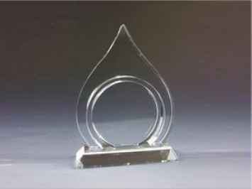 Candle flame or gas flame shaped crystal award