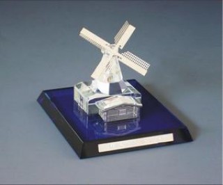 Custom shaped windmill on base crystal award 