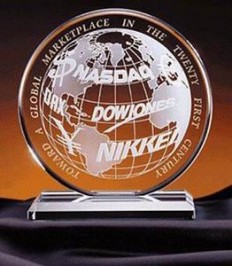 Custom shaped crystal world globe award