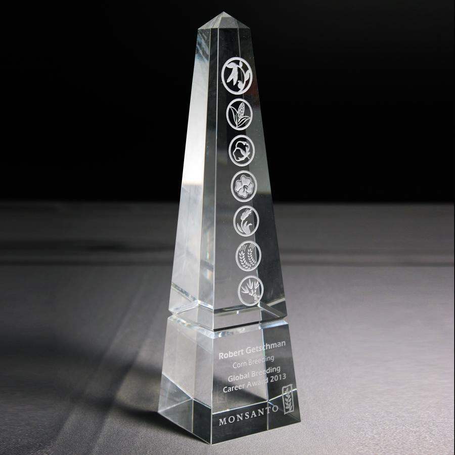 Custom crystal monument monumental award