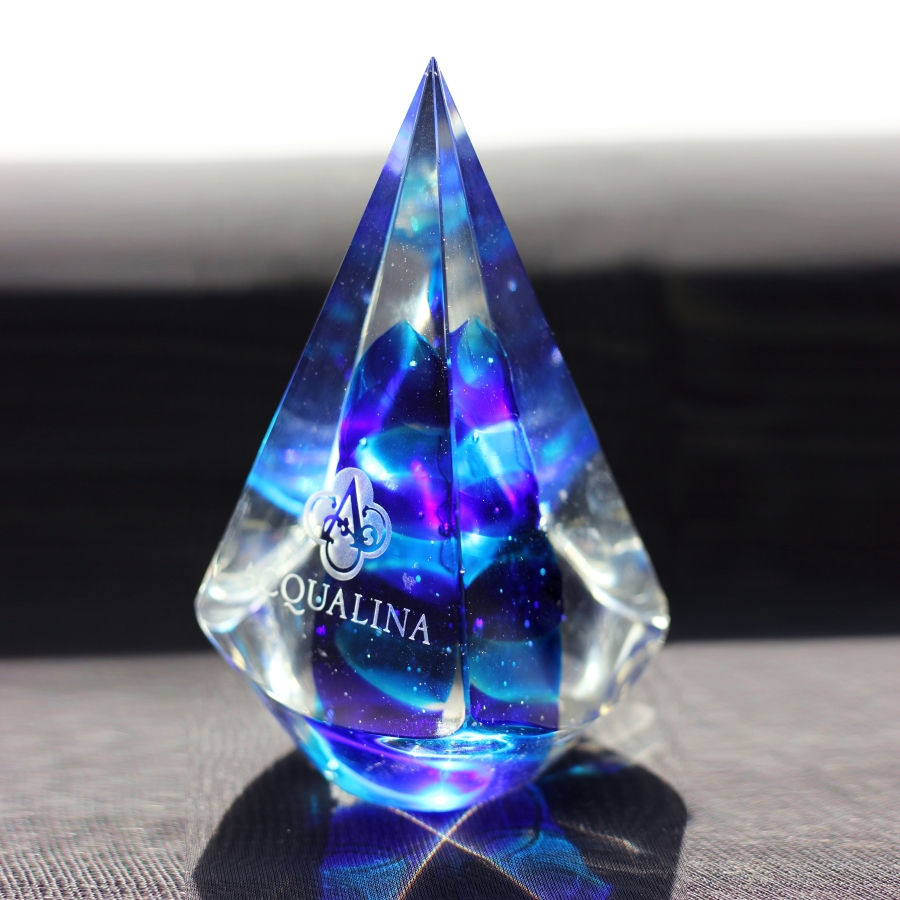 Custom crystal abstract pyramid award trophy or gift
