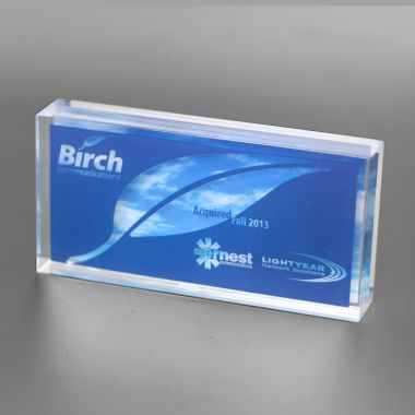 3d multi level Lucite award with 3 dimensional graphics