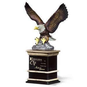Eagle, Spread Wing, Flying, Porcelain Painted, Stone Base, Round Base, Recognition, Achievement, Appreciation