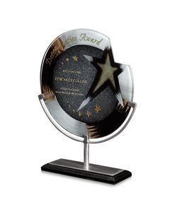 Round, Circle, Star Accent, Polished Aluminum, Marble Base, 5 Point, Rectangle Base, Recognition, Achievement, Appreciation