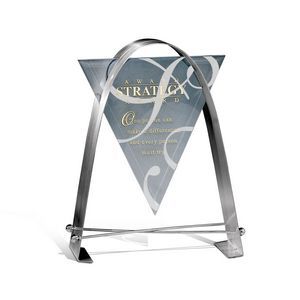 Metal, Steel Bent Band, Triangular Beveled Glass, Premium Jade Glass, Transparent, Recognition, Appreciation, Achievement