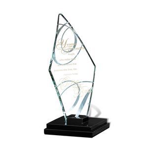 Transparent, Slumped Jade Glass, 3 Tiered Base, Square Corner, Recognition, Achievement, Appreciation