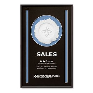4.5" Cameo, 3" Impression, Metal Frame, Wood Frame, Paper Pulp, Deep Relief, Paper Board Mat, Rectangle, Vertical Accent, Acrylic, Square Corner, Recognition, Achievement, Accomplishment