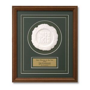 5.5" Cameo, 4" Impression, Metal Frame, Wood Frame, Paper Pulp, Deep Relief, Paper Board Mat, Rectangle, Vertical Accent, Acrylic, Square Corner, Recognition, Achievement, Accomplishment, Service