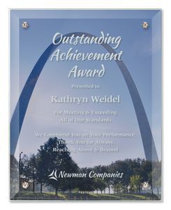 Custom Background, Lamination, Rectangle, Thin Over-Laminate, Jade Glass Front, Square Corner, Recognition, Service, Accomplishment, Achievement, Safety, Etch, Digital, Hanger, Easel, Colorfill