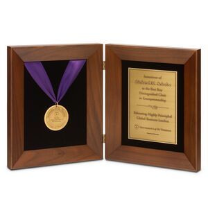Zinc Medallion, Hinged Frame, Ribbon, Copy Plate, Rectangle, Raised Copy, Recessed Copy, Square Corner, Accomplishment, Achievement, Service, Safety, Recognition, Medallion, Suede Mat insert