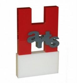 Alphabet shaped award of letter H acrylic on a base
