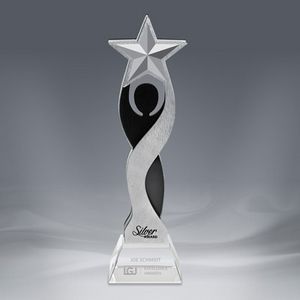 Award, Recognition, trophies, Metal, Glass, Person, Figure, Star, Black, Silver, Gold, Etched Base, Full Colour Imprint, made in Canada