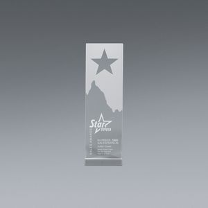Star Wedge, Transparent, Frosted Top, Rectangle, Free Standing, Achievement, Accomplishment, Acknowledgement, Recognition, Excellence, Appreciation, Recognize, Merit, 5 Point