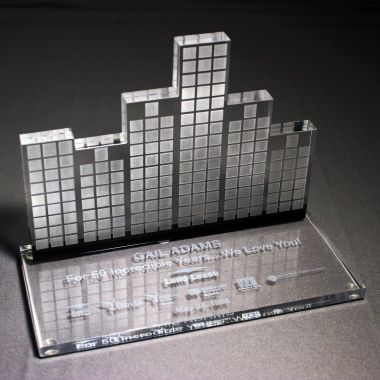 Custom city skyline with buildings award or trophy