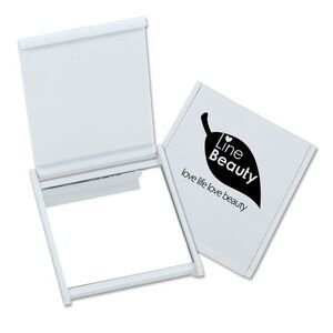 Square, Folding Case, Hinged Lid, Reflective Panel, Looking Glass, Reflective Surface, Convenient, Small Size, Compact, Cosmetic