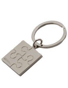 Puzzle, Metal, Square, Jigsaw Piece, Matte Finish, Nickel Finish, Split Ring, Jump Ring, Key Chain, Desk, Home, Office