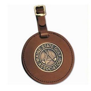 Medallion Luggage ID, 2" Brass Insert, Luggage Identification, Baggage ID, Leather Buckle Strap, Leather, Baggage Identification