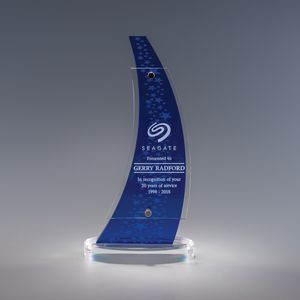Transparent, Achievement, Recognition, Custom, Self Standing, Flat Bottom, Angled Top, Trophy, Acrylic, Award, Polished, Clear, Appreciation