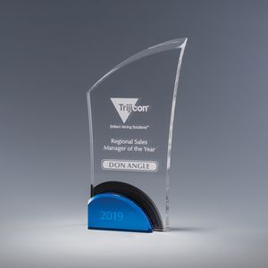 Transparent, Achievement, Recognition, Custom, Self Standing, Flat Bottom, Angled Top, Trophy