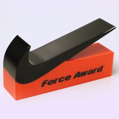 Nike swoosh award trophy brand force on a base
