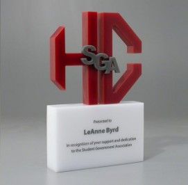 Alphabet letters award with red letters on white base