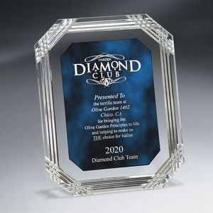 Diamond Carved Lucite Series, Octagon, Square Corner, Transparent, Cut Crystal Effect, Rectangle, Clipped Corner, Recognition, Achievement