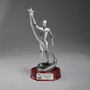 GM302B, GM302, resin, metallic silver, victory star, star, figure, award, redwood, aluminum
