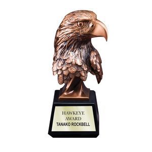 American Eagle, Small, Polished Antique Finish, Resin Eagle Head, Trapezoid Base, Recognition, Achievement, Contrast Base, Bronze Finish