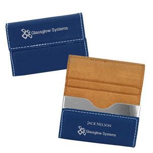 Blue silver, business card, case, magnetic closure, credit card, holder, leatherette, personalization