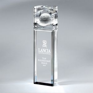 Optic Crystal, rectangle, Tower, Golf Ball, golf trophy, golf award, Award night