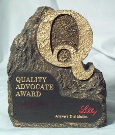 Custom alphabet q letter shaped Stone award