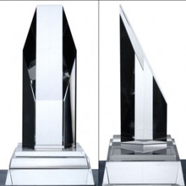 Custom sloping octagon shaped Crystal awards 