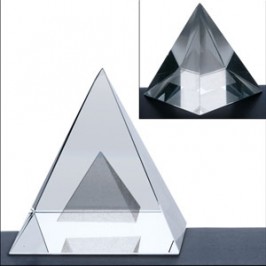 Custom 3D pyramid shaped Crystal award  