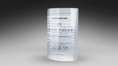 Custom Lucite deal gift or award with a rounded look and effect and concaved and convex look with embedded document