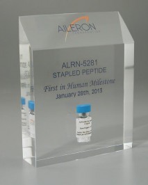 Custom Lucite award with vial liquid embedded for medical achievement 