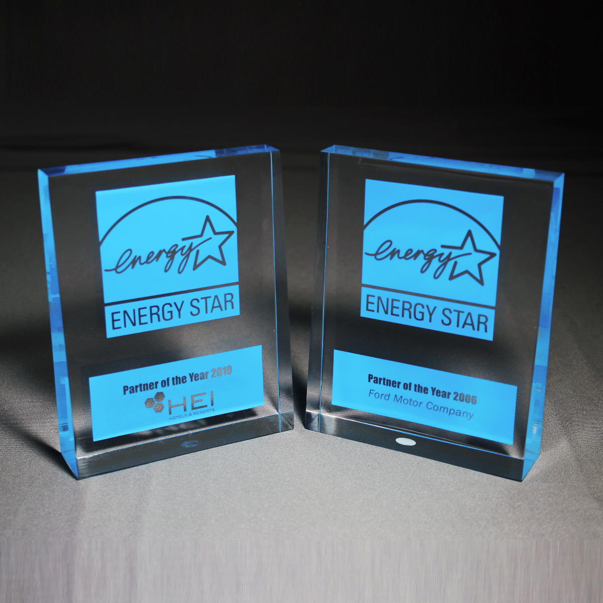 Custom Lucite award with Energy star logo award